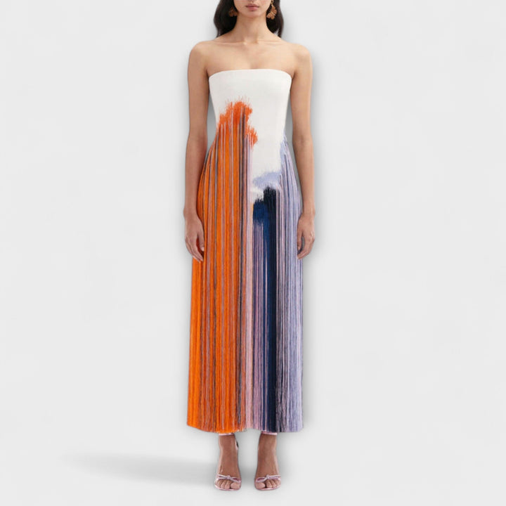 Léto - Stylové šaty s barevným blokováním a trendy třásněmi