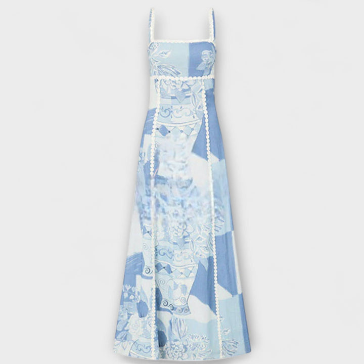 Terazza Ric Rac - Maxi šaty z lnu s rozšířeným střihem