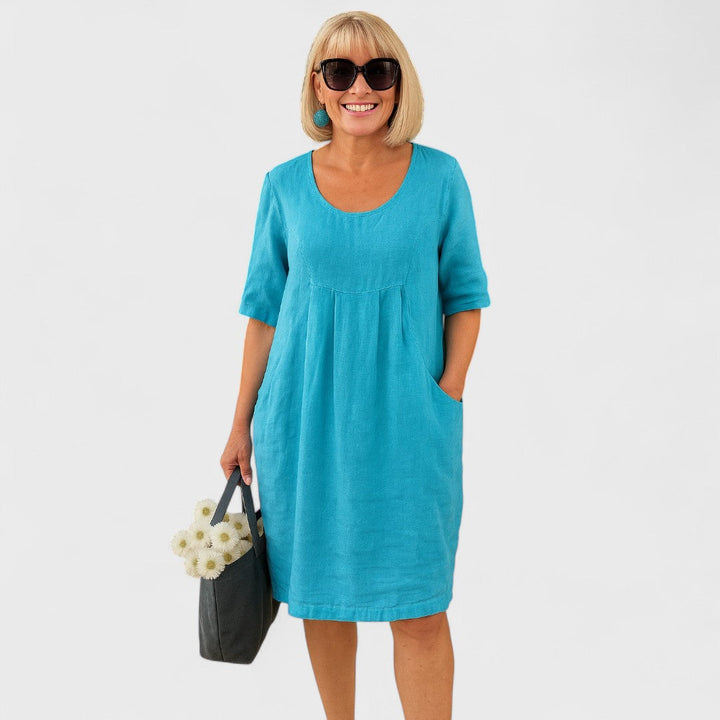 PERICA - Šaty z lnu s praktickými kapsami