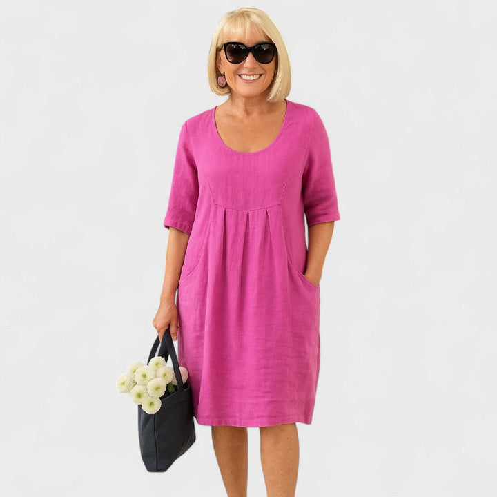 PERICA - Šaty z lnu s praktickými kapsami