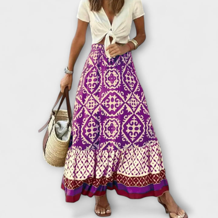 Dagmar - Dámská letní sukně s vysokým pasem