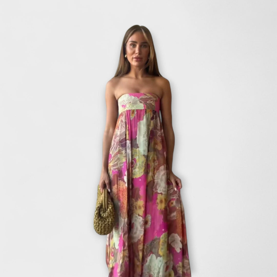 Chic Retro Bezramínková Plisovaná Maxi Šaty