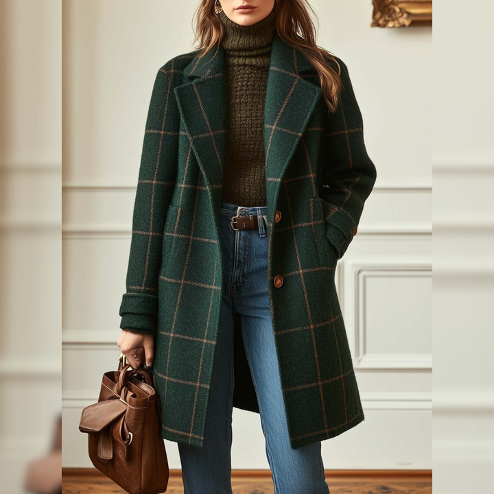 Valeria™ | Elegantní kostkovaný vlněný kabát