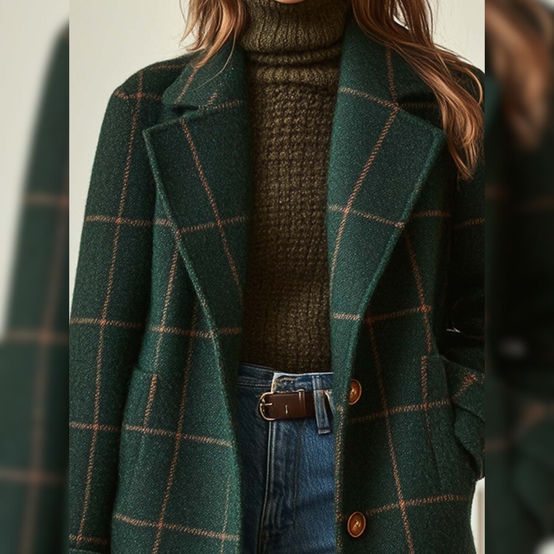 Valeria™ | Elegantní kostkovaný vlněný kabát