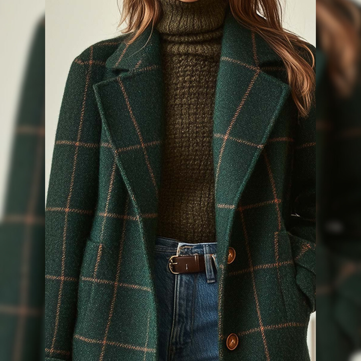 Valeria™ | Elegantní kostkovaný vlněný kabát