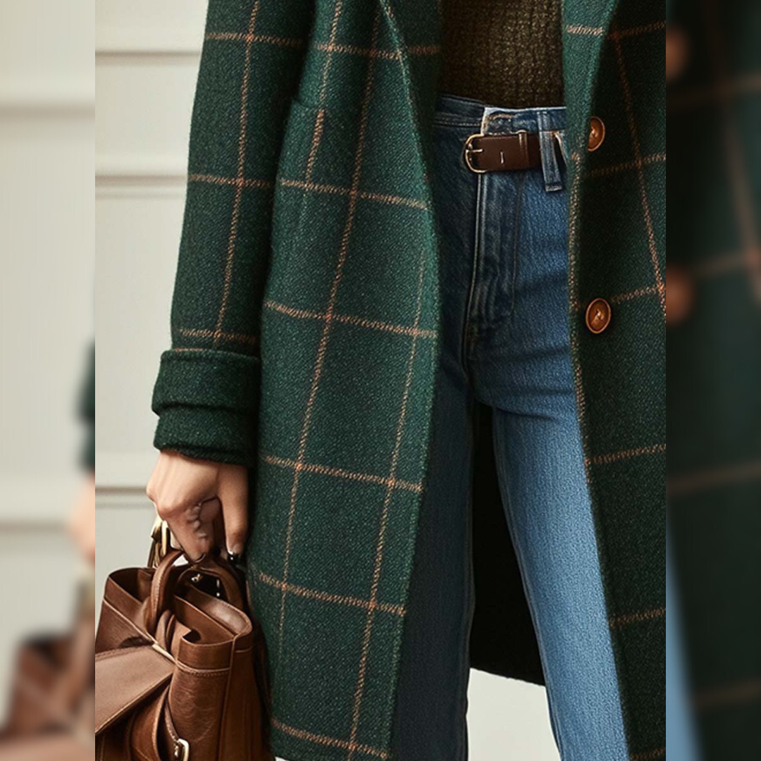 Valeria™ | Elegantní kostkovaný vlněný kabát