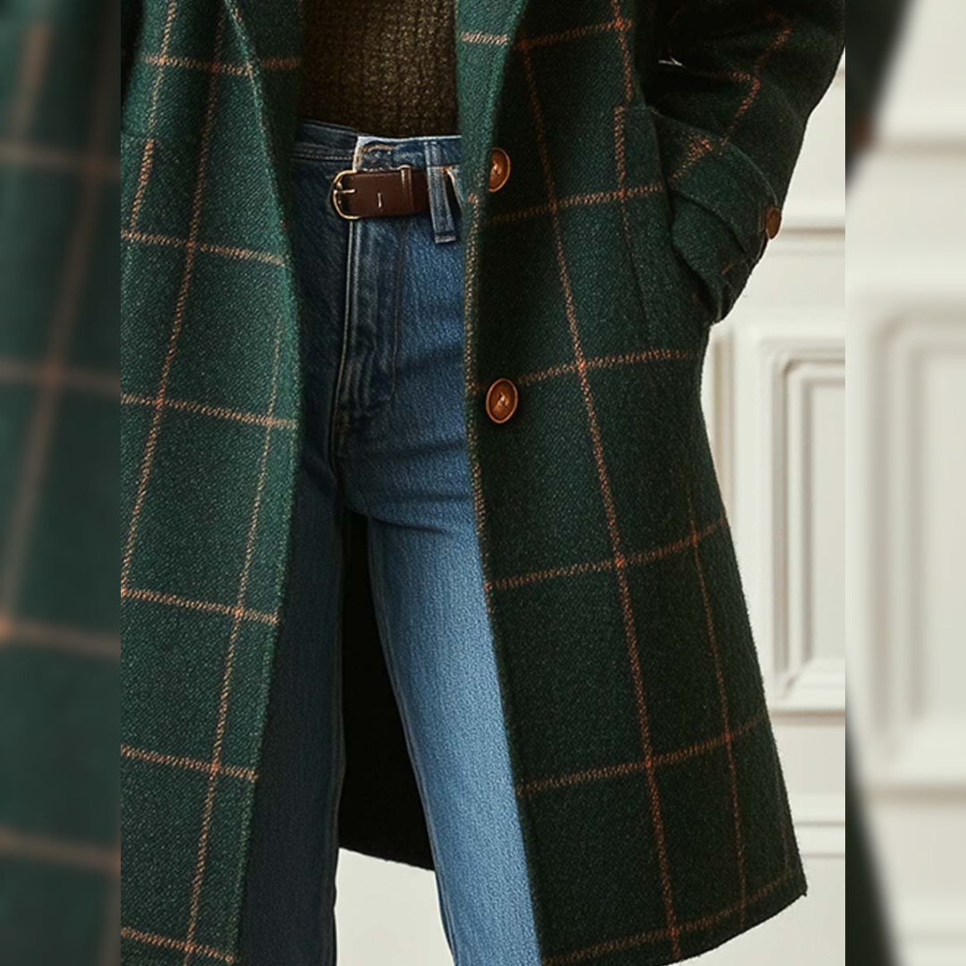 Valeria™ | Elegantní kostkovaný vlněný kabát