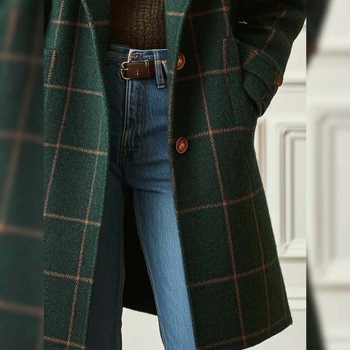 Valeria™ | Elegantní kostkovaný vlněný kabát
