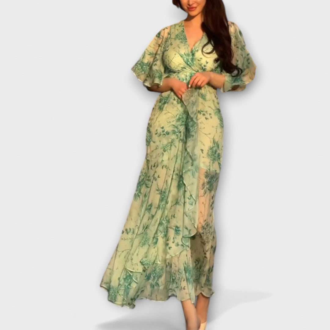 Lana - Stylové květinové šaty s V výstřihem