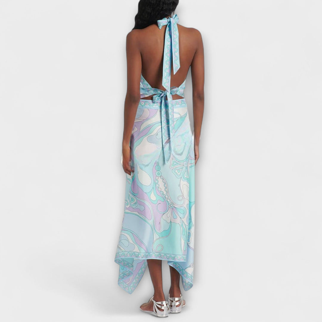 Everly - Sada halter topu a asymetrické midi sukně